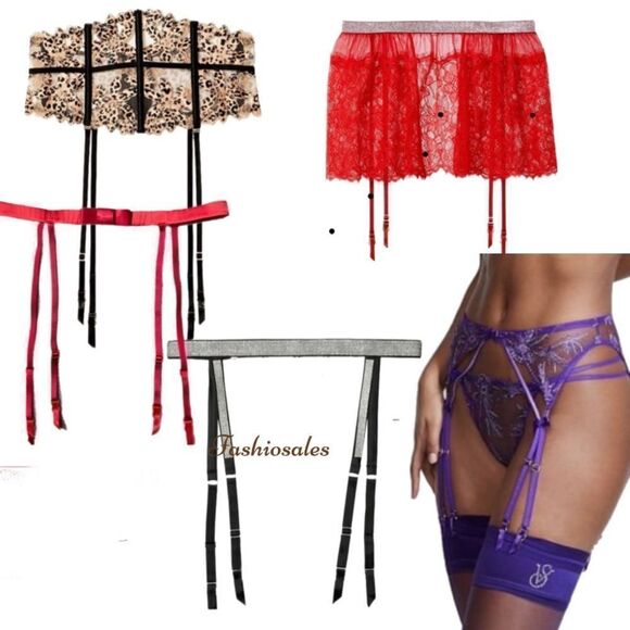 Victoria’s Secret Bundle of 5 Shine Strap , Starstruck Skirt garter Belt M/L - Picture 13 of 13
